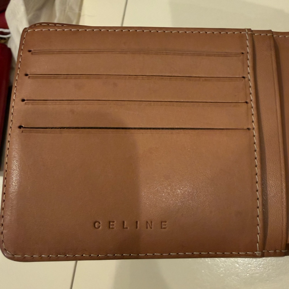 Very good Celine Triomphe Macadam Vintage Canvas Leather Wallet Bifold Compact - Picture 4 of 12